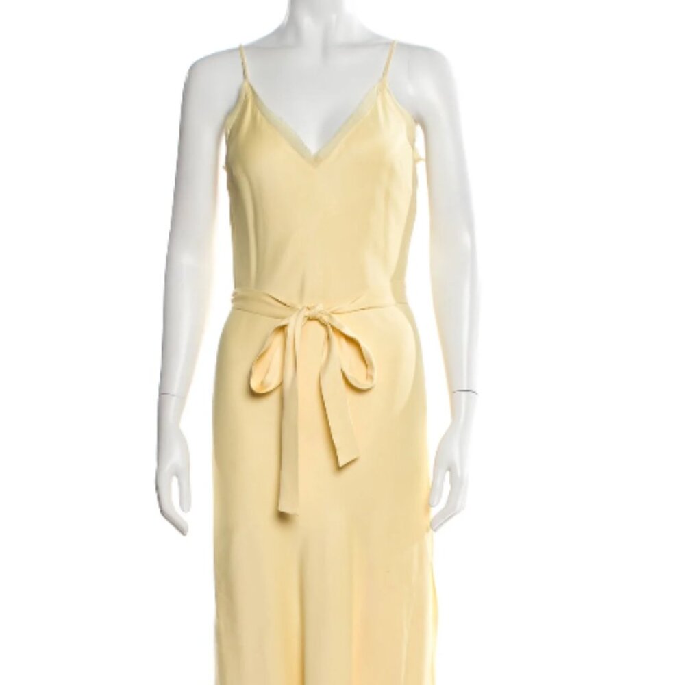 FRAME V-Neck Long Silk Dress